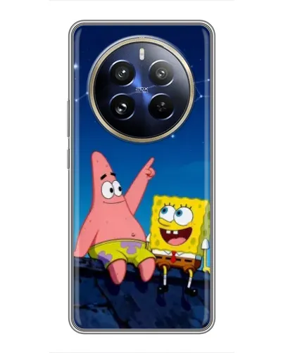 Чехол для Realme 12 Pro Plus с картинкой «Губка Боб и Патрик ночью» Чехол для Realme 12 Pro Plus с картинкой «Губка Боб и Патрик ночью»