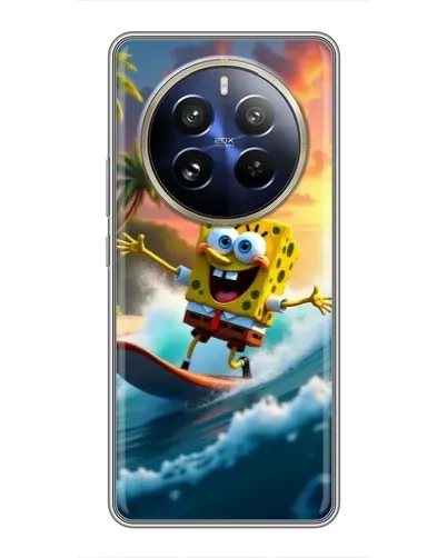 Чехол для Realme 12 Pro Plus с картинкой «Губка Боб серфингист» Чехол для Realme 12 Pro Plus с картинкой «Губка Боб серфингист»