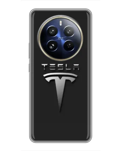 Чехол для Realme 12 Pro Plus с картинкой «Стальной логотип Tesla» Чехол для Realme 12 Pro Plus с картинкой «Стальной логотип Tesla»