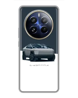 Чохол для Realme 12 Pro Plus з картинкою «Сріблястий Cybertruck Tesla»