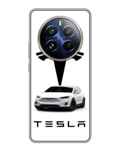 Чехол для Realme 12 Pro Plus с картинкой «Tesla White Style» Чехол для Realme 12 Pro Plus с картинкой «Tesla White Style»