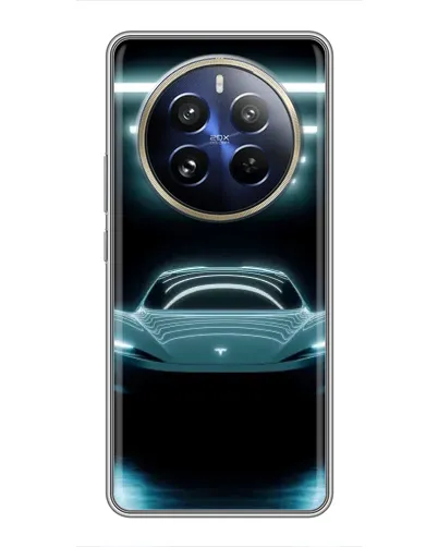 Чехол для Realme 12 Pro Plus с картинкой «Tesla в неоне» Чехол для Realme 12 Pro Plus с картинкой «Tesla в неоне»