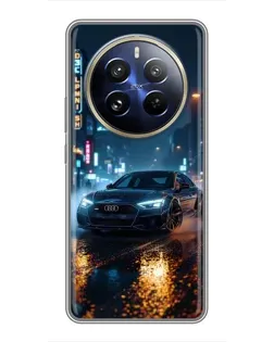Чехол для Realme 12 Pro Plus с картинкой «Ночной город и Audi» Чехол для Realme 12 Pro Plus с картинкой «Ночной город и Audi»