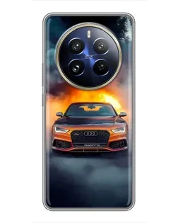 Чехол для Realme 12 Pro Plus с картинкой «Audi в огненном дыму» Чехол для Realme 12 Pro Plus с картинкой «Audi в огненном дыму»