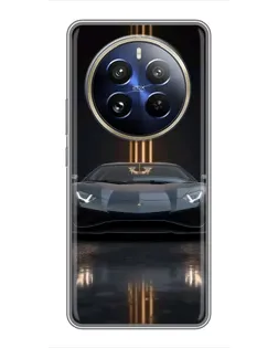Чехол для Realme 12 Pro Plus с картинкой «Lamborghini золотые линии»