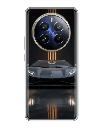 Чехол для Realme 12 Pro Plus с картинкой «Lamborghini золотые линии»