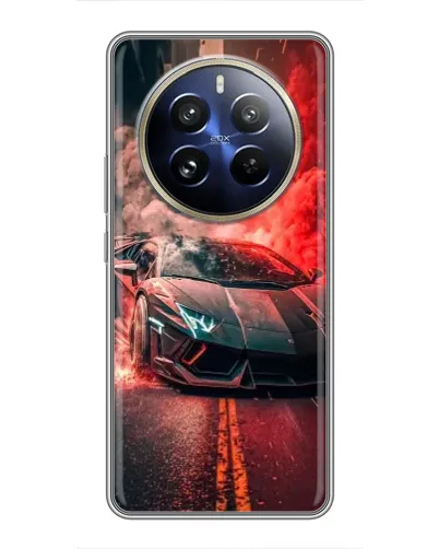 Чехол для Realme 12 Pro Plus с картинкой «Lamborghini красный дым»