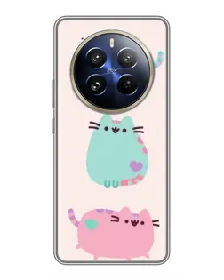 Чехол для Realme 12 Pro Plus с картинкой «Pusheen трио»