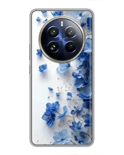 Чехол для Realme 12 Pro Plus с картинкой «Голубой цветочный каскад» Чехол для Realme 12 Pro Plus с картинкой «Голубой цветочный каскад»