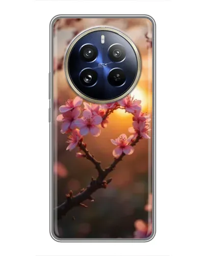 Чехол для Realme 12 Pro Plus с картинкой «Розовый цвет сердце на фоне заката» Чехол для Realme 12 Pro Plus с картинкой «Розовый цвет сердце на фоне заката»