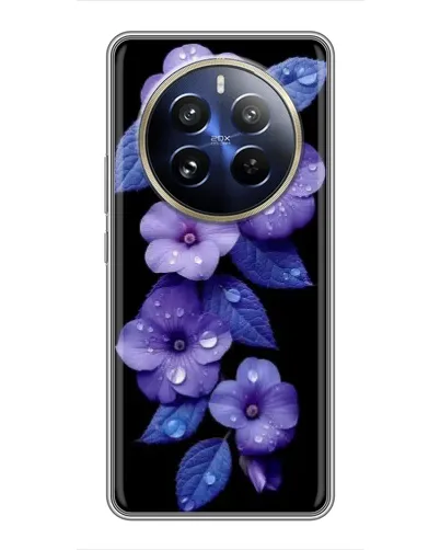 Чехол для Realme 12 Pro Plus с картинкой «Фиолетовые цветы с росою» Чехол для Realme 12 Pro Plus с картинкой «Фиолетовые цветы с росою»