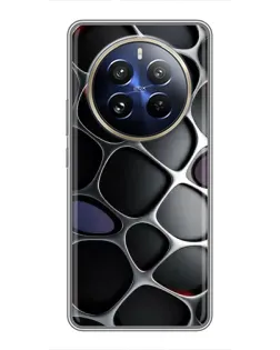 Чехол для Realme 12 Pro Plus с картинкой «Объемная темная решетка»
