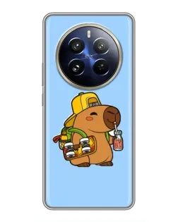 Чохол для Realme 12 Pro Plus з картинкою «Капібара на скейті»