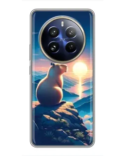 Чохол для Realme 12 Pro Plus з картинкою «Захід сонця з капібарою»
