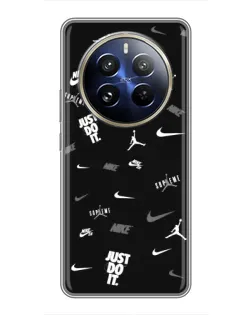 Чехол для Realme 12 Pro с картинкой «Nike Black Pattern»