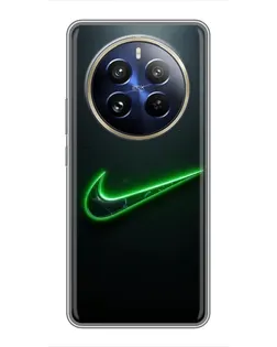 Чехол для Realme 12 Pro с картинкой «Неоновый контур Nike»