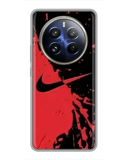 Чехол для Realme 12 Pro с картинкой «Красные брызги Nike»