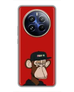 Чехол для Realme 12 Pro с картинкой «Bored Ape — красный фон» Чехол для Realme 12 Pro с картинкой «Bored Ape — красный фон»