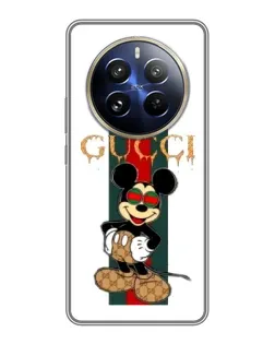 Чехол для Realme 12 Pro с картинкой «Микки Маус Gucci — полосы»