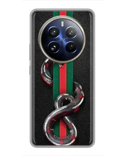 Чехол для Realme 12 Pro с картинкой «Gucci — змея на полосе»