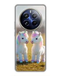 Чехол для Realme 12 Pro с картинкой «Пара единорогов»
