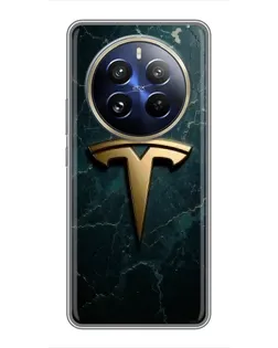 Чехол для Realme 12 Pro с картинкой «Мраморная Tesla Gold»