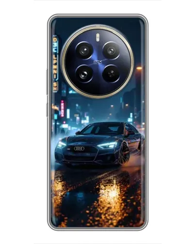 Чехол для Realme 12 Pro с картинкой «Ночной город и Audi»