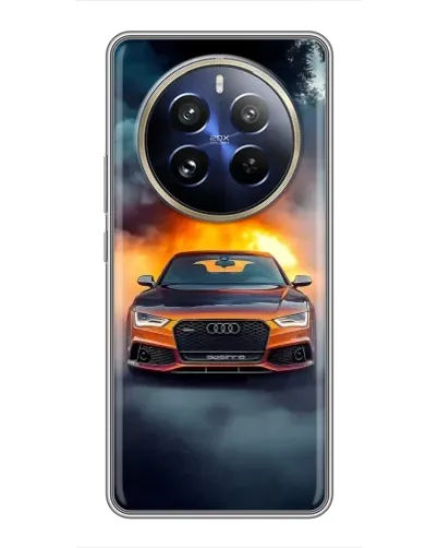 Чехол для Realme 12 Pro с картинкой «Audi в огненном дыму»