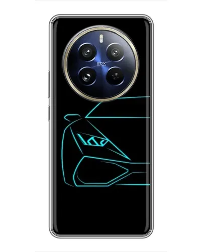 Чехол для Realme 12 Pro с картинкой «Голубой силуэт Lamborghini» Чехол для Realme 12 Pro с картинкой «Голубой силуэт Lamborghini»