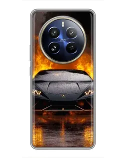 Чехол для Realme 12 Pro с картинкой «Lamborghini в огне»