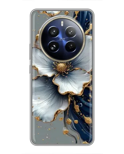 Чехол для Realme 12 Pro с картинкой «Белый цветок и золотой флюид» Чехол для Realme 12 Pro с картинкой «Белый цветок и золотой флюид»