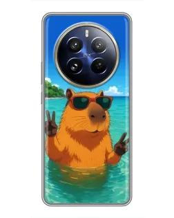 Чехол для Realme 12 Pro с картинкой «Морская капибара»