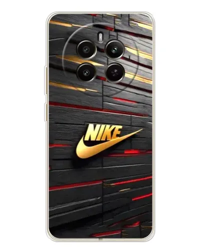 Чехол для Realme 12 с картинкой «Золотой Nike на металле»