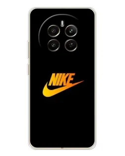 Чехол для Realme 12 с картинкой «Золотой логотип Nike»