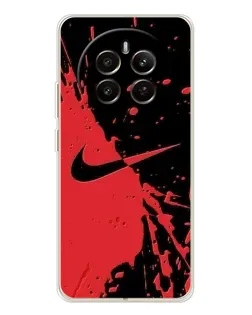 Чехол для Realme 12 с картинкой «Красные брызги Nike»