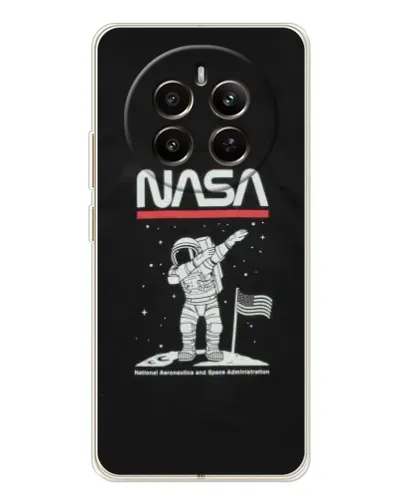 Чехол для Realme 12 с картинкой «NASA — шагаем по Луне»