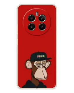 Чехол для Realme 12 с картинкой «Bored Ape — красный фон» Чехол для Realme 12 с картинкой «Bored Ape — красный фон»