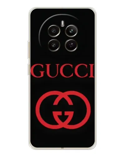 Чехол для Realme 12 с картинкой «Gucci — красный логотип»