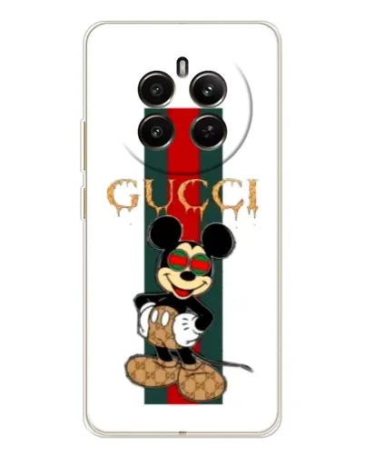 Чехол для Realme 12 с картинкой «Микки Маус Gucci — полосы»