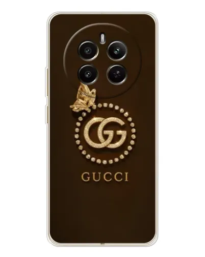 Чехол для Realme 12 с картинкой «Gucci — золотая бабочка»