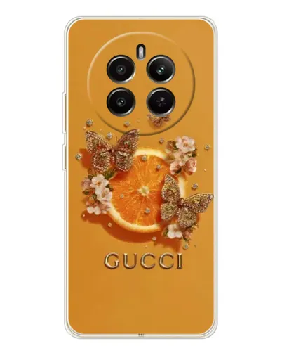Чехол для Realme 12 с картинкой «Gucci — золотые бабочки» Чехол для Realme 12 с картинкой «Gucci — золотые бабочки»