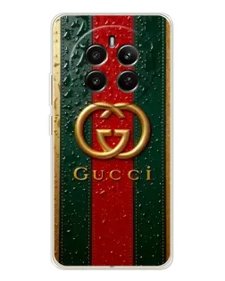 Чохол для Realme 12 з картинкою «Gucci — фірмова смуга та золото» Чохол для Realme 12 з картинкою «Gucci — фірмова смуга та золото»