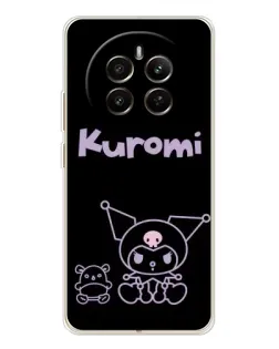 Чехол для Realme 12 с картинкой «Kuromi — черный минимализм»