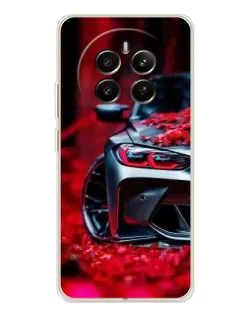 Чехол для Realme 12 с картинкой «Спортивная BMW и цветы»