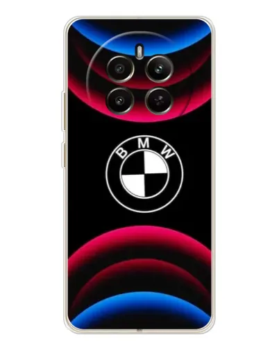 Чехол для Realme 12 с картинкой «Логотип BMW и неоновые дуги»
