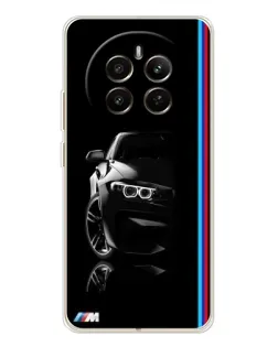 Чехол для Realme 12 с картинкой «Силуэт BMW в темноте»