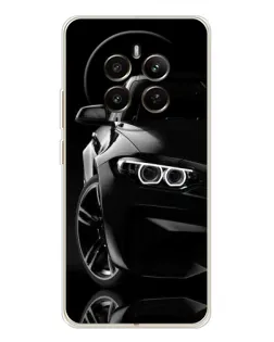 Чехол для Realme 12 с картинкой «Черная BMW — профиль»