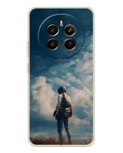 Чохол для Realme 12 з картинкою «Герой PUBG на скелі»