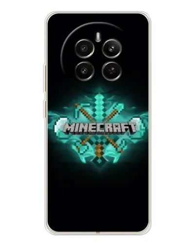 Чехол для Realme 12 с картинкой «Minecraft Diamond лого»