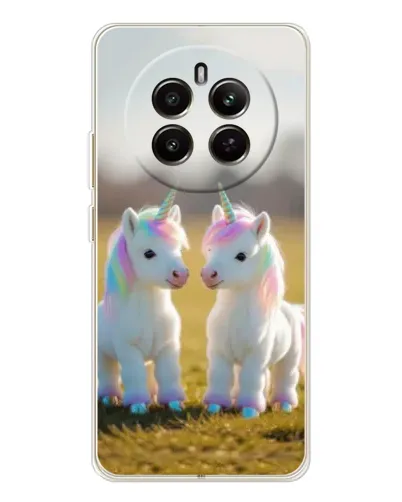 Чехол для Realme 12 с картинкой «Пара единорогов»